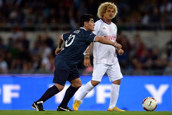 With Carlos Valderrama, Colombian legend