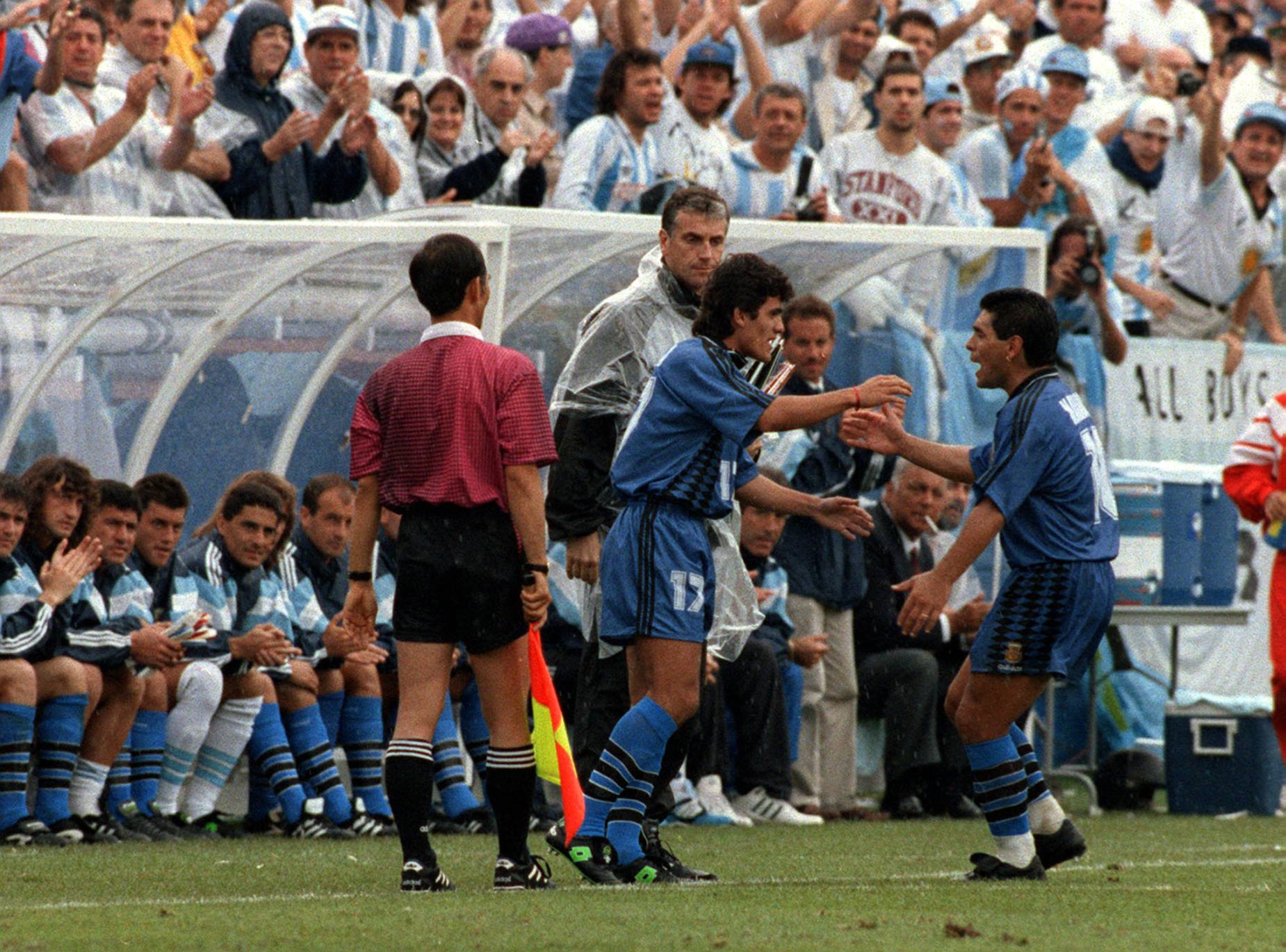 Ariel Ortega comes in for Maradona during WC 1994