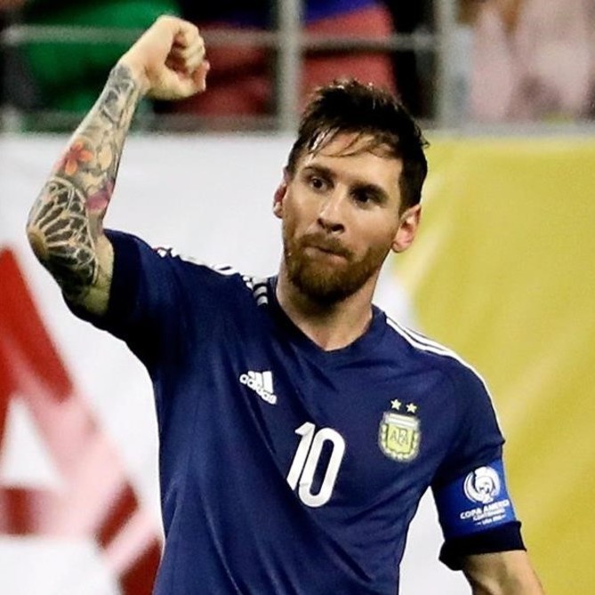 Jun 21  2016  Houston  TX  USA  Argentina midfielder Lionel Messi  10  celebrates after scoring during the first half against the United States in the semifinals of the 2016 Copa America Centenario soccer tournament at NRG Stadium  Mandatory Credit  Kevin Jairaj-USA TODAY Sports